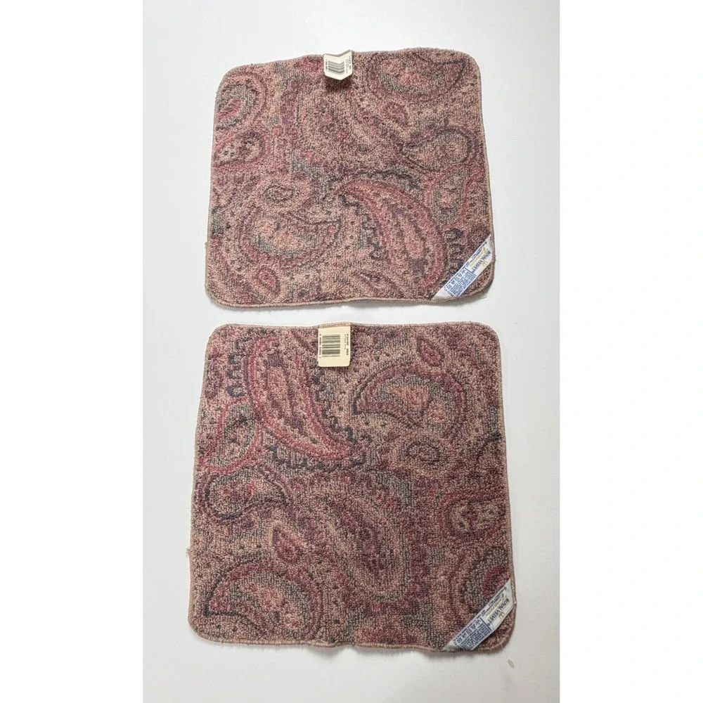 Viintage Royal Velvet Fieldcrest Washcloth Set 2 Antique Rose Paisley Cotton NWT